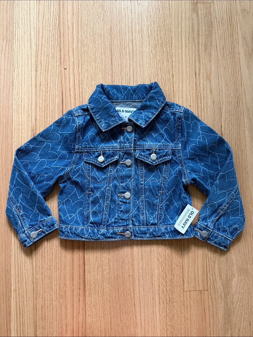 Old Navy NWT Blue Denim jacket  with hearts